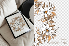 Ink Daisy Watercolor Wreath Clipart Product Image 2