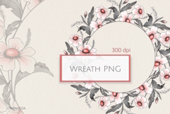 Ink Floral Wreath PNG Clipart Product Image 1