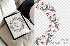 Ink Floral Wreath PNG Clipart Product Image 2