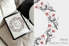 Ink Floral Wreath PNG Clipart Product Image 2