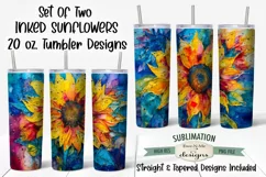 Inked Sunflowers | TWO 20 oz Sublimation Tumbler Designs Product Image 1