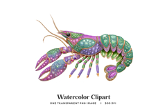 Mardi Gras Jeweled Crawfish Clipart, Rhinestone Crawfish PNG Product Image 1