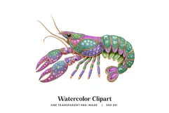 Mardi Gras Jeweled Crawfish Clipart, Rhinestone Crawfish PNG Product Image 1
