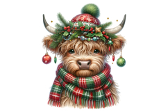 10 Christmas Highland Cow PNG Clipart Sublimation Bundle Product Image 2
