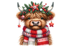 10 Christmas Highland Cow PNG Clipart Sublimation Bundle Product Image 4