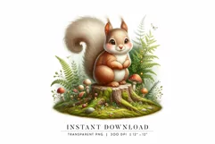 Cute Woodland Squirrel PNG Instant Download Product Image 1