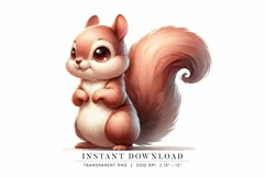 Cute Squirrel PNG, Woodland Animal Clipart Product Image 1