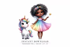 Rainbow Dress Fairy & Magical Unicorn Illustration Product Image 1