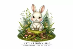 Woodland Bunny Clipart, Cute Forest Animal Illustration Product Image 1