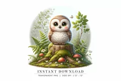 Woodland Owl Clipart, Whimsical Instant Download Product Image 1