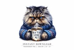 Funny New Year Clipart PNG, Grumpy Cat Product Image 1