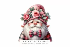 Cute Gnome Valentines Day Clipart, Watercolor PNG Product Image 1