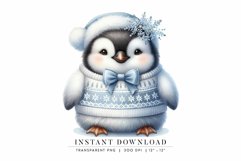 Cute Penguin Winter Clipart, Christmas Penguin Product Image 1