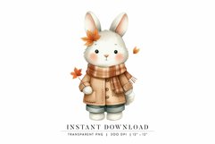 Adorable Fall Bunny Digital Art - Cute Rabbit Illustration Product Image 1