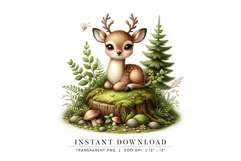 Woodland Fawn Clipart, Cute Deer Illustration Product Image 1