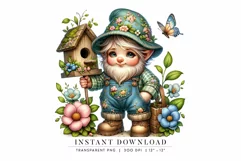 Whimsical Garden Gnome Clipart PNG, Cute Gnome Product Image 1