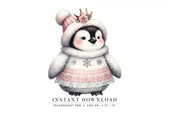 Baby Penguin Digital Clipart, Cute Girl Penguin Product Image 1