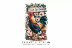 Rooster Clipart PNG Farmhouse Kitchen Decor Fresh Eggs Product Image 1