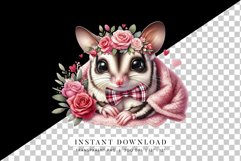 Adorable Sugar Glider Clipart with Floral Crown Product Image 2