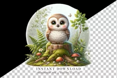 Woodland Owl Clipart, Whimsical Instant Download Product Image 2