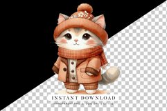 Cute Autumn Cat Digital Art - Cozy Cat Illustration Product Image 2