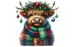 10 Christmas Highland Cow PNG Clipart Sublimation Bundle Product Image 5