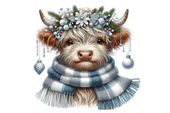 10 Christmas Highland Cow PNG Clipart Sublimation Bundle Product Image 7