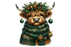 10 Christmas Highland Cow PNG Clipart Sublimation Bundle Product Image 8