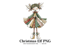 Patchwork Christmas Elf PNG - Whimsical Rag Doll Art Product Image 1