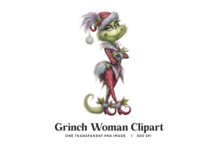 Stylized Grinch Woman Clipart PNG Product Image 1