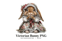 Victorian Bunny PNG - Vintage Floral Dress Digital Clipart Product Image 1