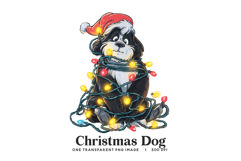 Christmas Black Dog Clipart PNG - Funny Puppy Image Product Image 1