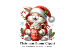 Christmas Bunny Clipart Single PNG 300 DPI Hot Cocoa Product Image 1