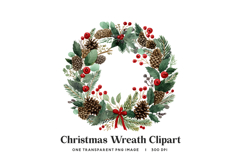 Christmas Wreath Clipart PNG Product Image 1