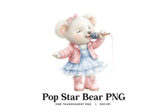 Pop Star Bear PNG - Singing Animal Digital Clipart Product Image 1