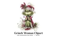 Grumpy Grinch Woman Clipart PNG Product Image 1