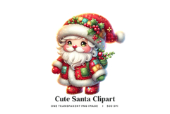 Chibi Santa PNG Single Clipart Graphic 300 DPI Kawaii Product Image 1