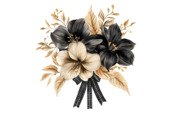 Elegant Floral Bouquet PNG Bundle Black Gold Product Image 12