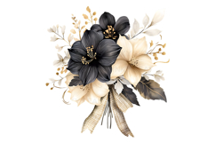Elegant Floral Bouquet PNG Bundle Black Gold Product Image 14