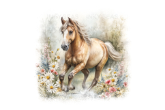 18 Watercolor Horse Floral PNG Clipart Bundle 300 DPI Pastel Product Image 16