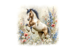18 Watercolor Horse Floral PNG Clipart Bundle 300 DPI Pastel Product Image 17
