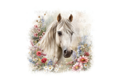 18 Watercolor Horse Floral PNG Clipart Bundle 300 DPI Pastel Product Image 19