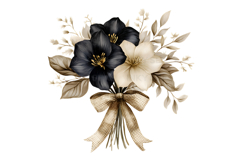 Elegant Floral Bouquet PNG Bundle Black Gold Product Image 4
