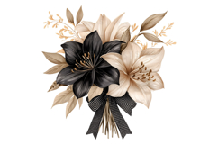 Elegant Floral Bouquet PNG Bundle Black Gold Product Image 7