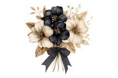 Elegant Floral Bouquet PNG Bundle Black Gold Product Image 10