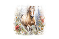 18 Watercolor Horse Floral PNG Clipart Bundle 300 DPI Pastel Product Image 10