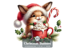 10 Christmas Bunny PNG Clipart Bundle High Quality 300 DPI Product Image 1