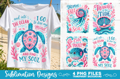 Boho sea creatures sublimation PNG, Ocean creatures 4 PNG Product Image 3