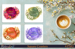 Inspirational Floral Moon Coasters | Motivational Quotes Product Image 1