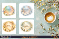 Inspirational Floral Moon Coasters | Floral Moon Coasters Product Image 1